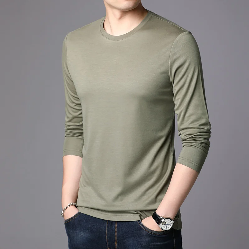 

Мужская футболка с круглым вырезом, длинным рукавом, весна-осень 2021