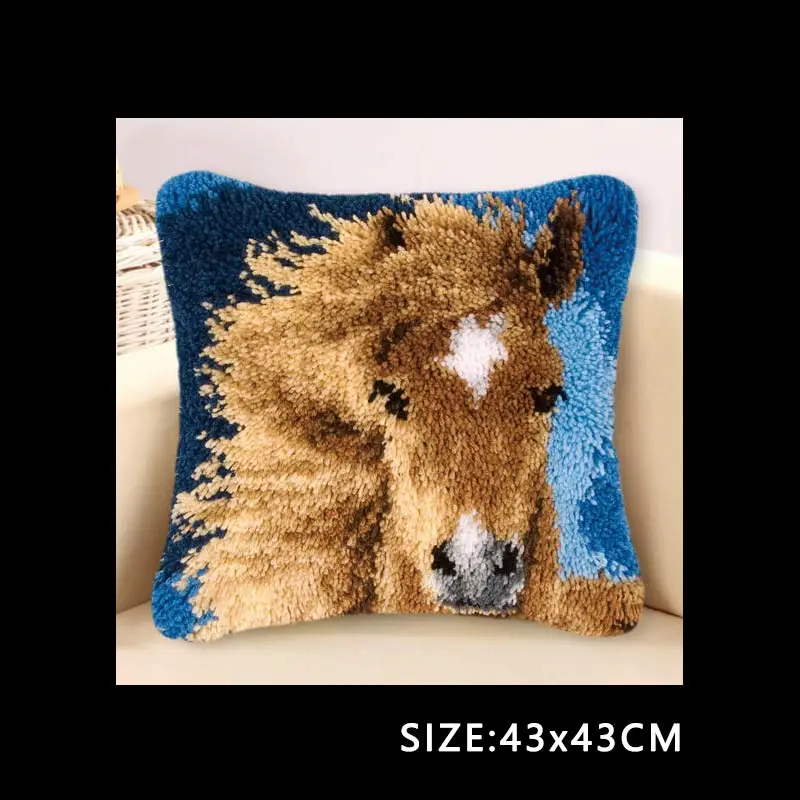 

Handmade Pillow Cushion Latch Hook Kit Mat DIY Embroidery Needlework Crochet Pillows Kits Unfinished Accessories Latch Hook