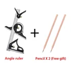 Регулируемая линейка 3 в 1, разные комбинации, 300 мм, квадратный видоискатель, набор измерений, эргономичный прямоугольный транспортир, инструменты