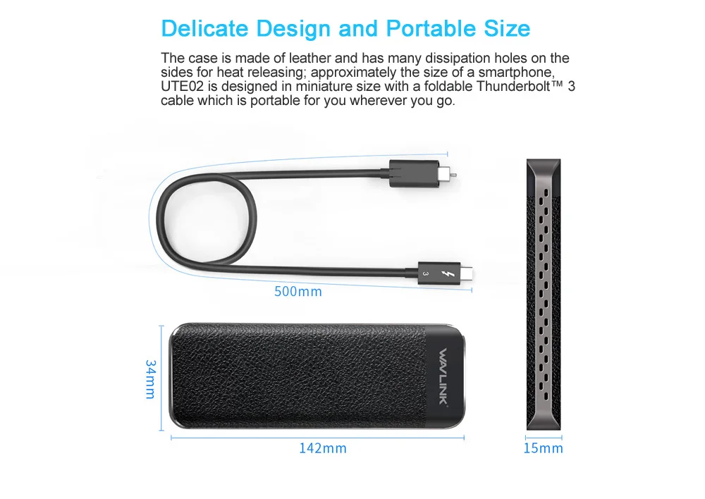 Intel Сертифицированный Thunderbolt™3 NVME внешний SSD usb type-C 40 Гбит/с отличное рассеивание для microsoft Windows& Mac OS Wavlink