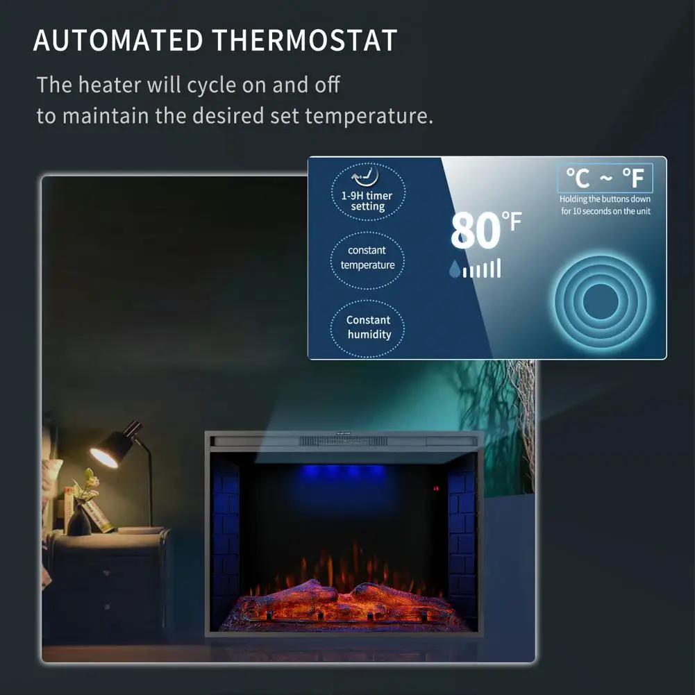 1 комплект утопленный Электрический каминный нагреватель черного цвета |