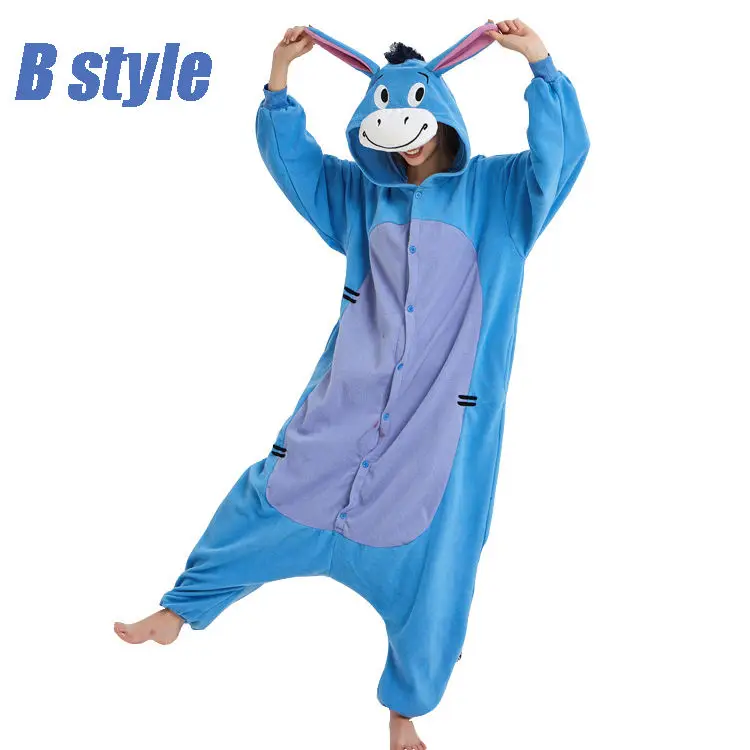 B Style Polar fleece Eeyore Ослик костюмы-комбинезоны, пижамы, комбинезон, одежда для сна, цельные женские комбинезоны с животными, пижамы, Пижамный костюм, вечерние платья - Цвет: B Style Polar fleece