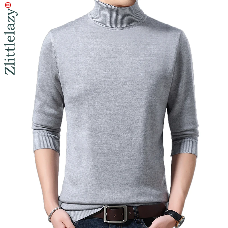 2020 бренд Водолазка Осень Зима теплый пуловер вязаный мужской свитер однотонный