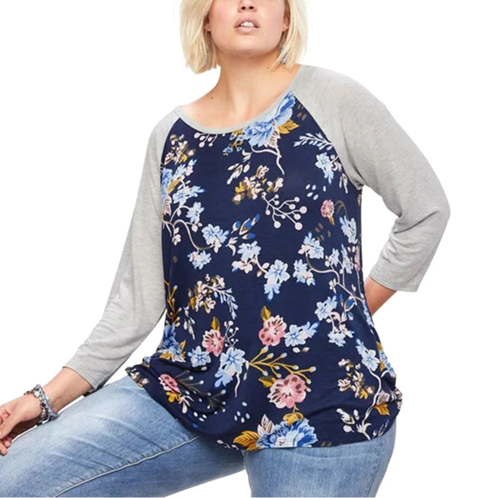 Женские топы с цветочным принтом больших размеров повседневная одежда модные
