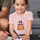 Детская одежда для мальчиков, Милая футболка для девочек, модная графическая футболка с Минни Маусом, мультяшная Хэллоуин, тыква, легкая Детская футболка с коротким рукавом