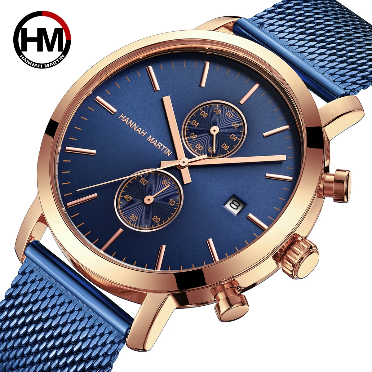 Luxury Multifunction Men's Watch Timer Calender Stopwatch Waterproof Fashion Business Stainsteel Mesh Band Quartz Wristwatches