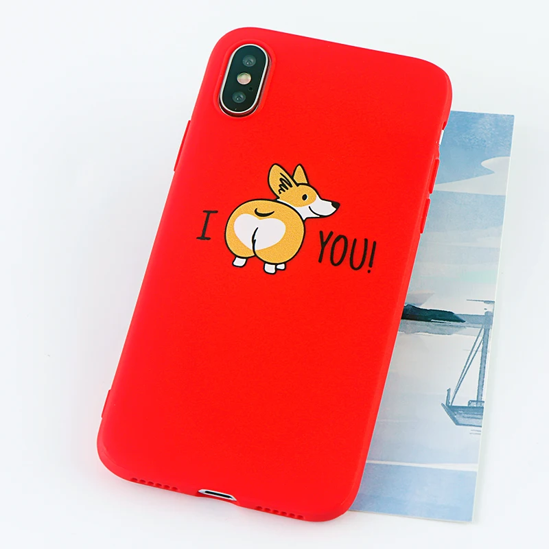 8642-red Чехол для телефона Corgi s для iPhone Pro 6s 7 8 11 Plus X XS чехол для MAX XR забавная Милая собачья попка Мягкие силиконовые приспособленные аксессуары для задней крышки - Цвет: 8642-red