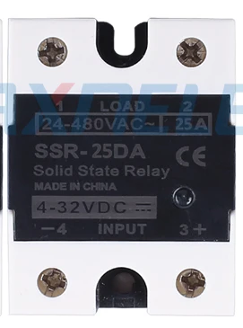SSR-25DA DC В AC SSR 40DA SSR 25DA 10DA твердотельное реле 4-32VDC вход 24-480VAC выход твердотельное реле промышленный одиночный черный SSR - Габаритные размеры: SSR-25DA