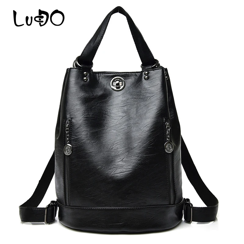 

LUCDO Fashion New Female backpack mochila feminina casual Women Leather Backpack Female Shoulder Bag Sac A DosTravel Back Pack