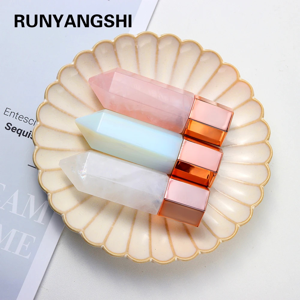 

Natural Rose Quartz Crystal Stone Multifunctional hexagonal prism ball essential oil bottle Facial massage SPA