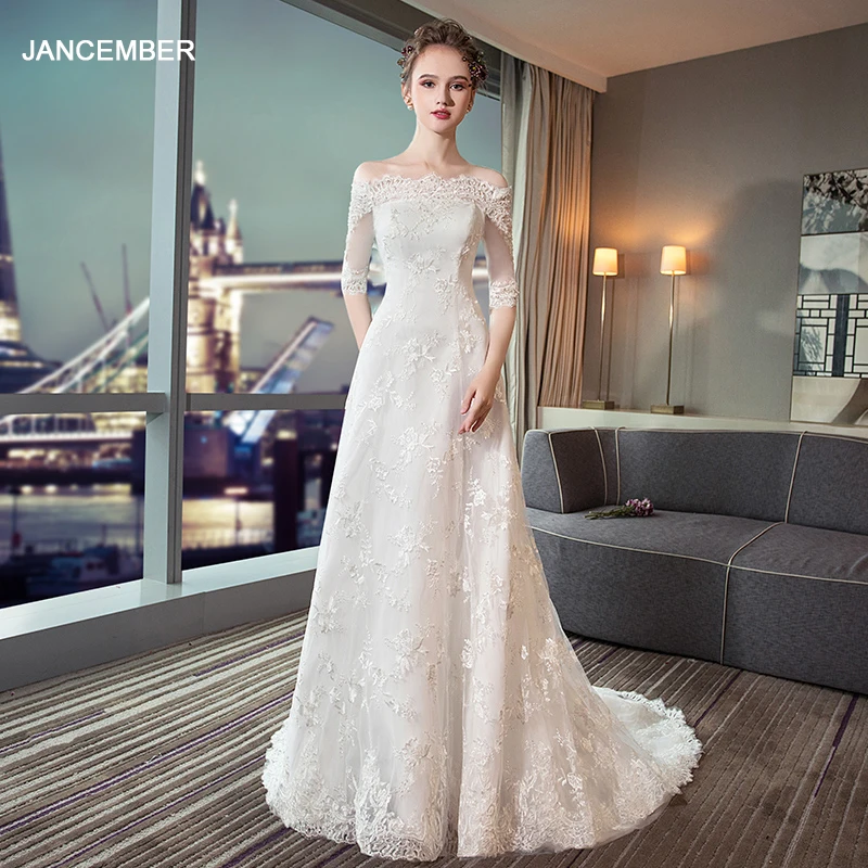 JKM056 Robe De Mariage 2020 бальное платье с высоким воротом и шнуровкой сзади длиной до пола