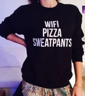Новое поступление спортивные штаны с Wi Fi и пиццей свитшот надписью женские