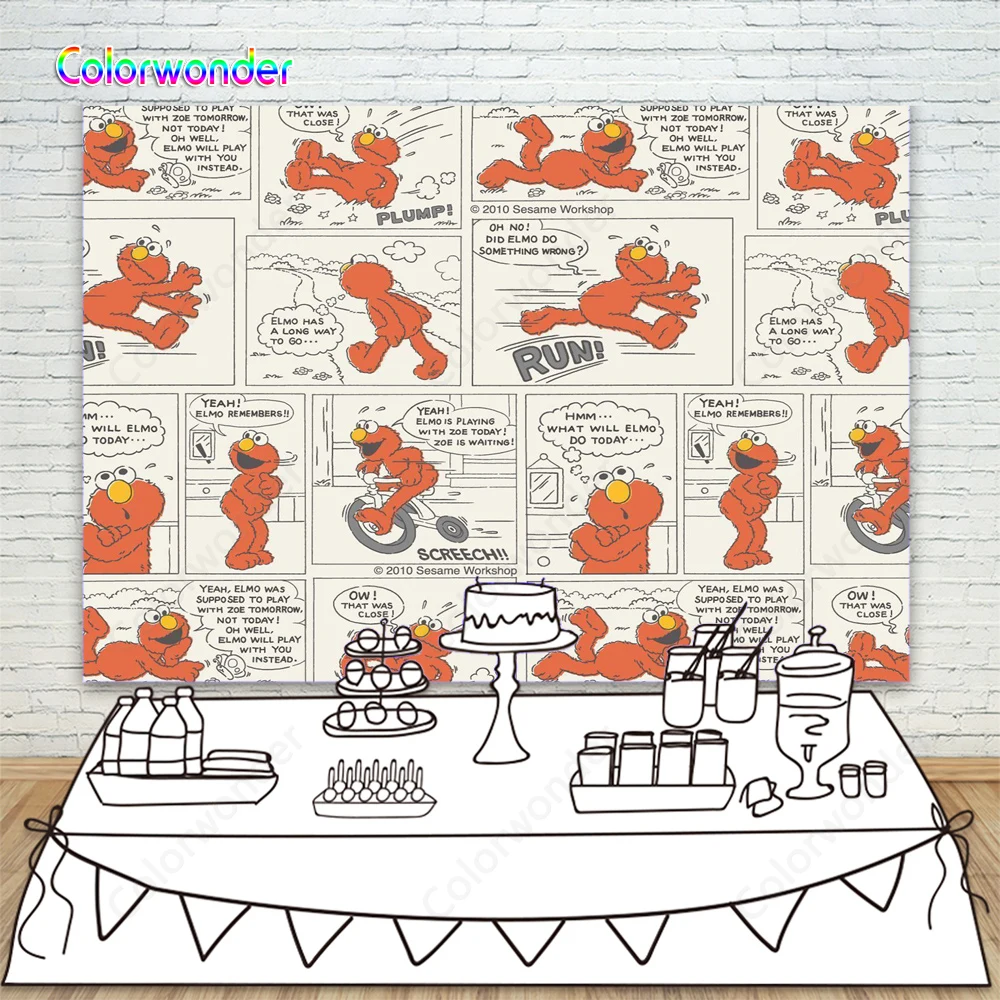 Фон для фотосъемки с изображением Улица Сезам и комиксов ELMO детский фон