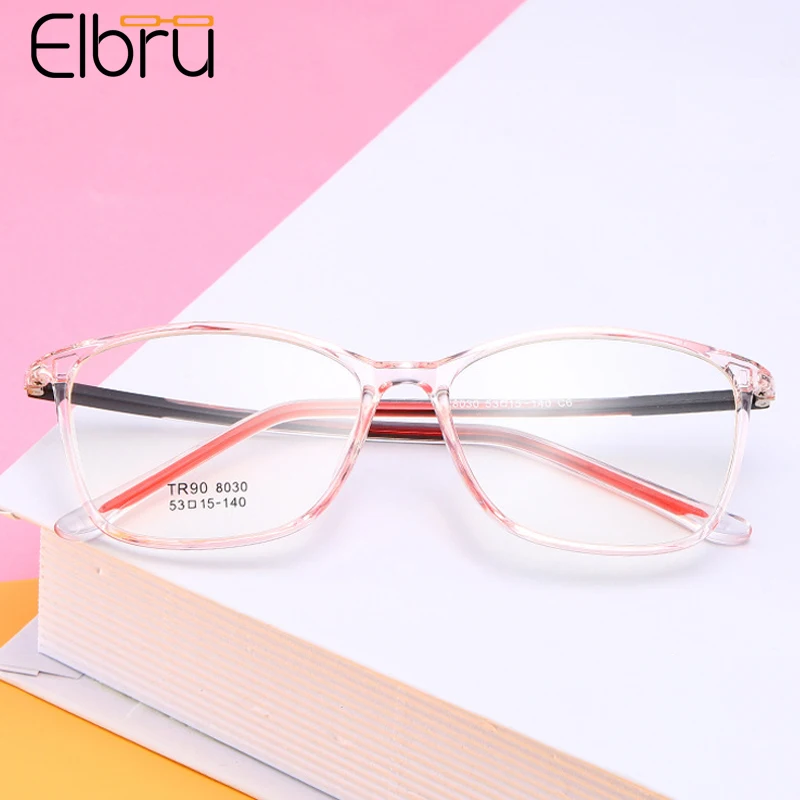 

Elbru Vintage Ultralight TR90 Glasses Frame Men Women Fashion Retro Square Metal Eyeglasses Student Transparent Computer Goggles