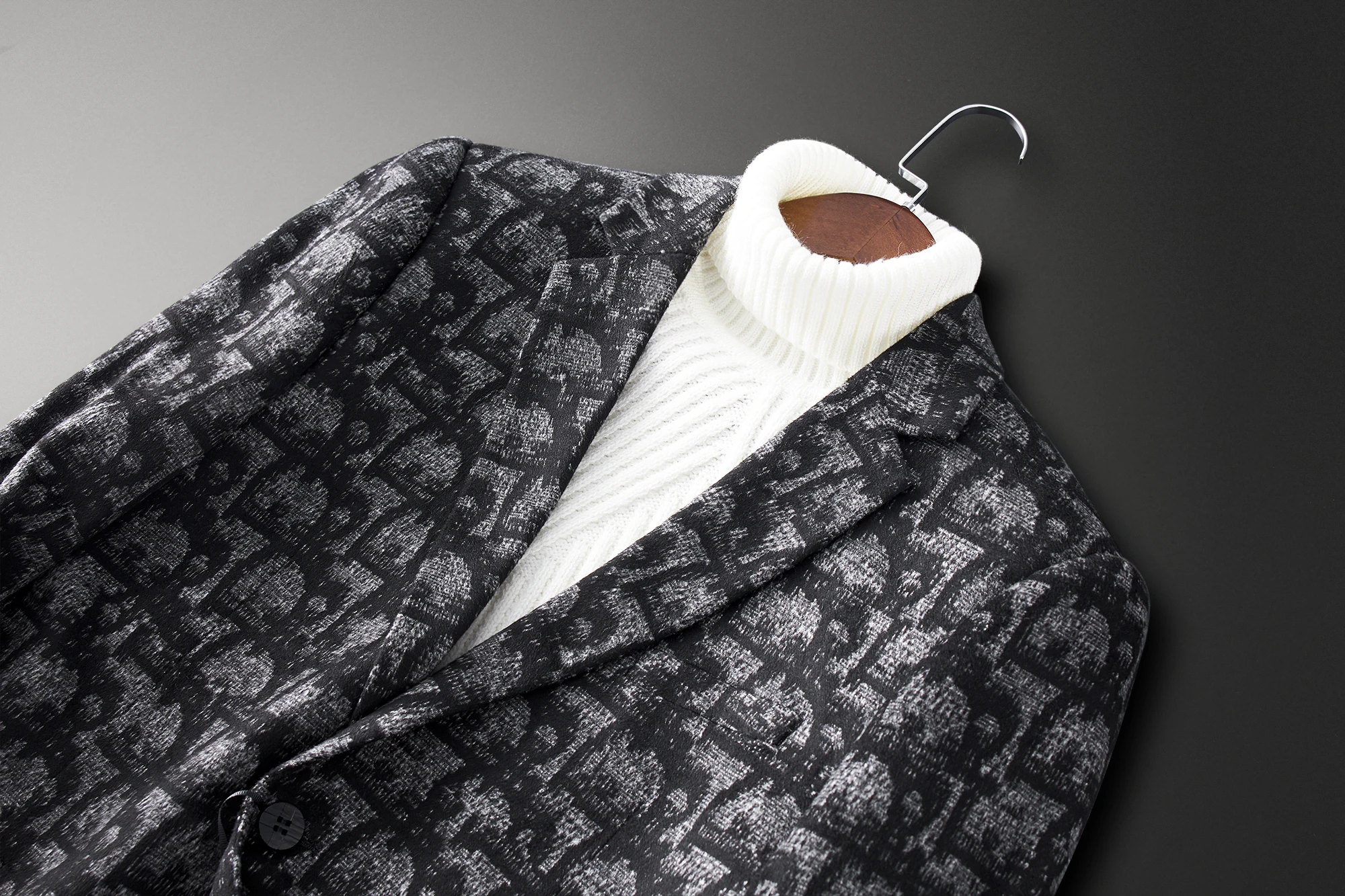 

High Quality Men's Floral Blazer Jacket 2019 Autumn New Basic Woolen Vintage Jacket Cotton Casual Coats Top Men Jackets X3