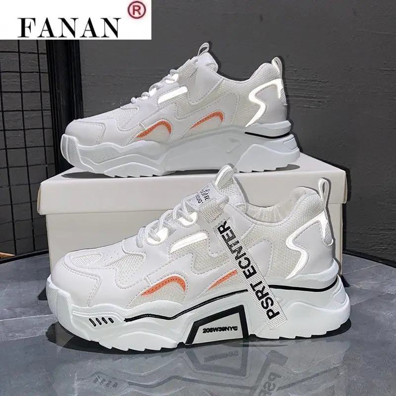 

Women's Shoes 2021 Fashion Women's Mesh Breathable Sneakers Comfortable Lace-up Casual Shoes Spring New Luminous Platform Shoes