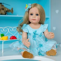 22 inch full body silicone reborn cute toddler soft touch realistic baby finished doll with clothes waterproof toy gifts for kid
