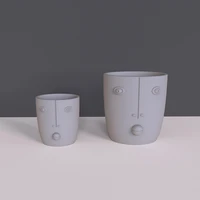 cement flowerpot silicone mold character head design concrete pot molds face flowerpot molds gardening tools