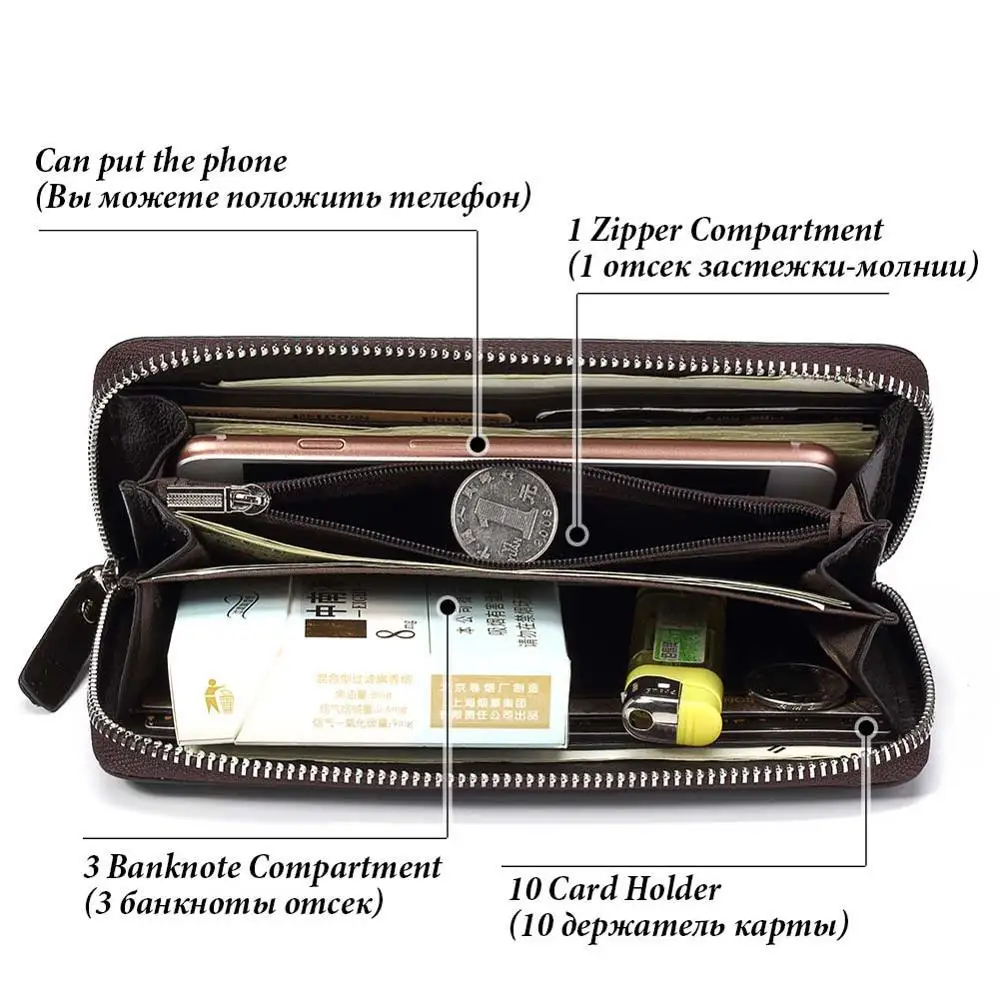 Мужской кошелек клатч из натуральной кожи держатель для карт монет мужской