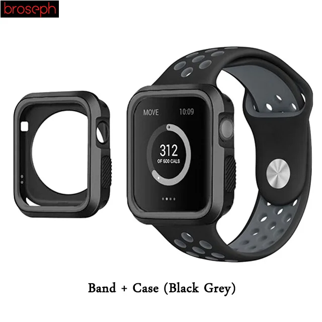Black Gray-1 Watch Protector Bumper for Apple watch 4 Case 40mm 44mm Silicone Watch Cases Cover for Iwatch Series 3 2 1 Strap 38mm 42mm - Цвет: Black Gray-1