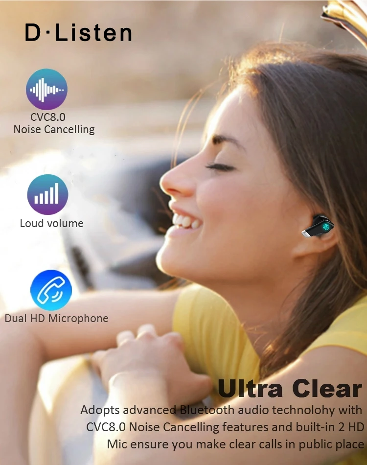 

Wireless Headphones TWS Bluetooth Earphones 5.0 Noise Canceling Touch Control Sports Waterproof Earbuds Headsets With Microphone