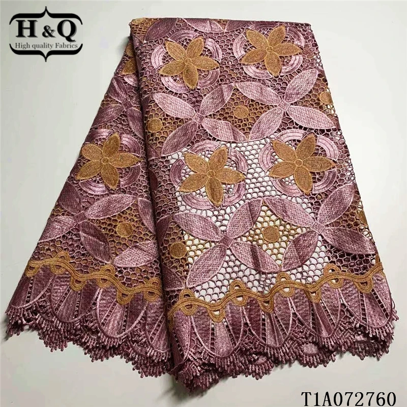 

H&Q 5 yard african guipure lace fabric 2021 high quality nigerian cord lace embroidery with stones french wedding dress material