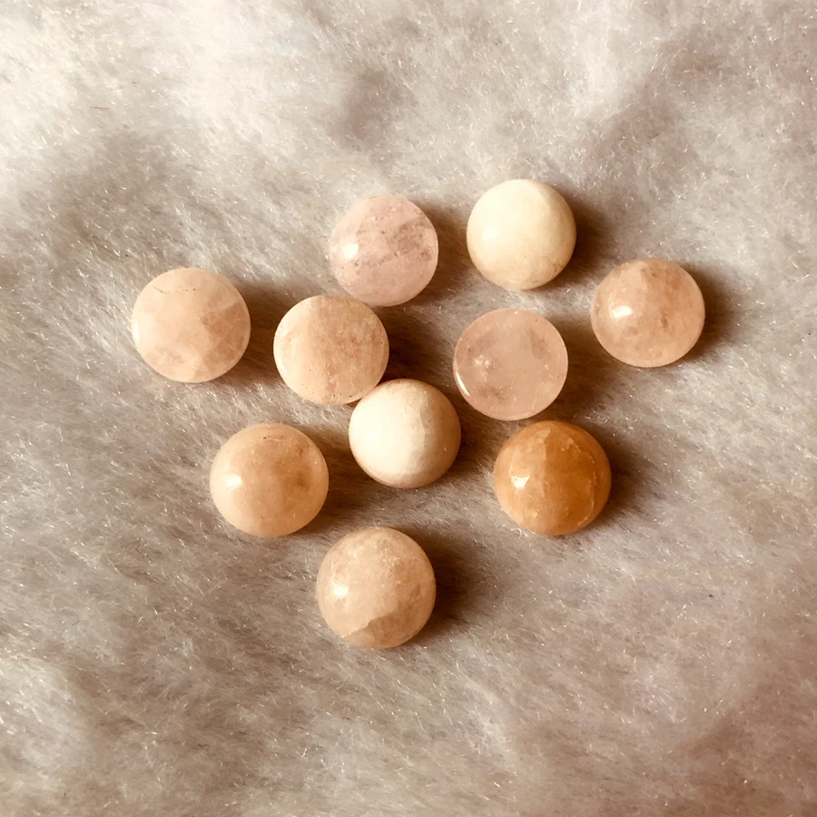 

Wholesale 2pcs/pack Natural Pink Morganite Beryl Bead Cabochon 10mm Round Gem stone Loose Cabochon Ring Face