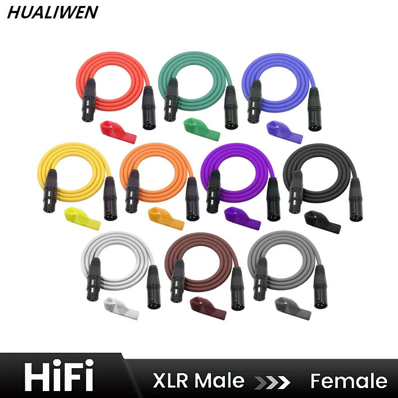 

HUALIWEN XLR Cable Male To Female M/F 3Pin OFC Audio Cable Foil+Braided Shielded For Microphone Mixer Amplifier 1m 2m 3m 5m 10m