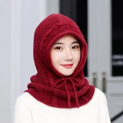 Зимние шерстяные вязанные шарф и шапка набор бини женский шарф Skullies Beanies шапки для женщин шапка s Gorras Bonnet маска цельная шапка