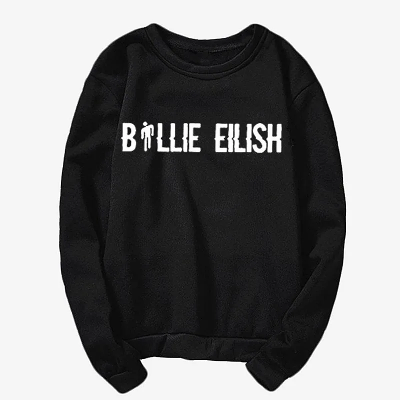 Sweatshirt black Billie Eilish, модные толстовки с принтом, с длинным рукавом, с капюшоном,,, повседневные, трендовые, Харадзюку, уличные, хип-хоп толстовки - Цвет: Sweatshirt black