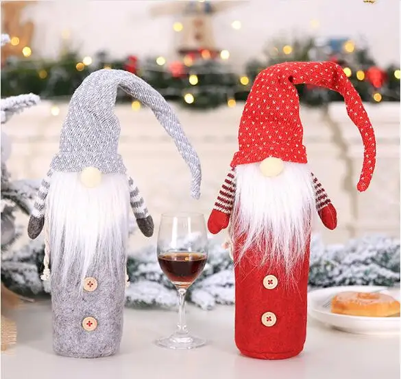 

8PCS Christmas Decoration Bottle Cover Bag Champagne Wine Knitted Wine Set new