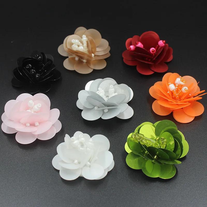 3D Цветочная тканевая нашивка ручной работы из бисера разноцветное свадебное