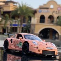 new 132 porsche 911 car model rsr racing simulation sound and light pull back car boy gift alloy toy car collection ornaments