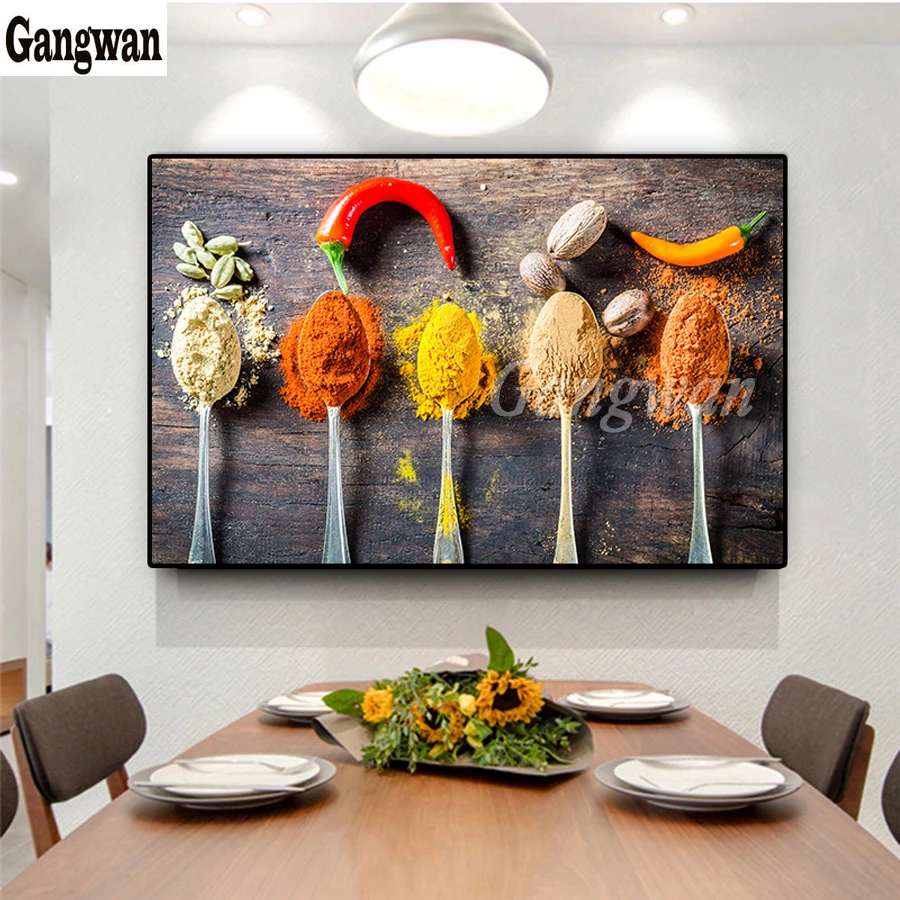 Кухонные приправы Настенный декор алмазная живопись сделай сам вышивка