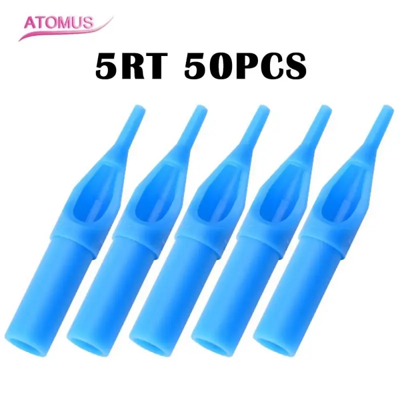 50Pcs Mixed Sterile 5/9R Tattoo Nozzle Blue Machine Tip Needle Kit Plastic Tube Cup Body Art Supplies Tips |