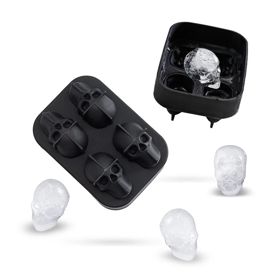 

Rectangle Silicone Ice Cube Maker Halloween Candy Cake Pudding Chocolate Molds Easy-Release Skull Shape Ice Cube Trays Mold