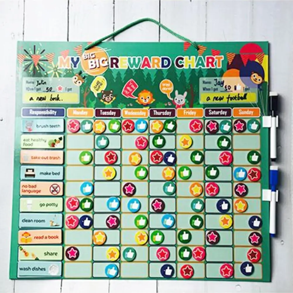 Magnetic Reward Behavior Chores Chart Board Educational Table Calendar Kids Toy Office School Supplies