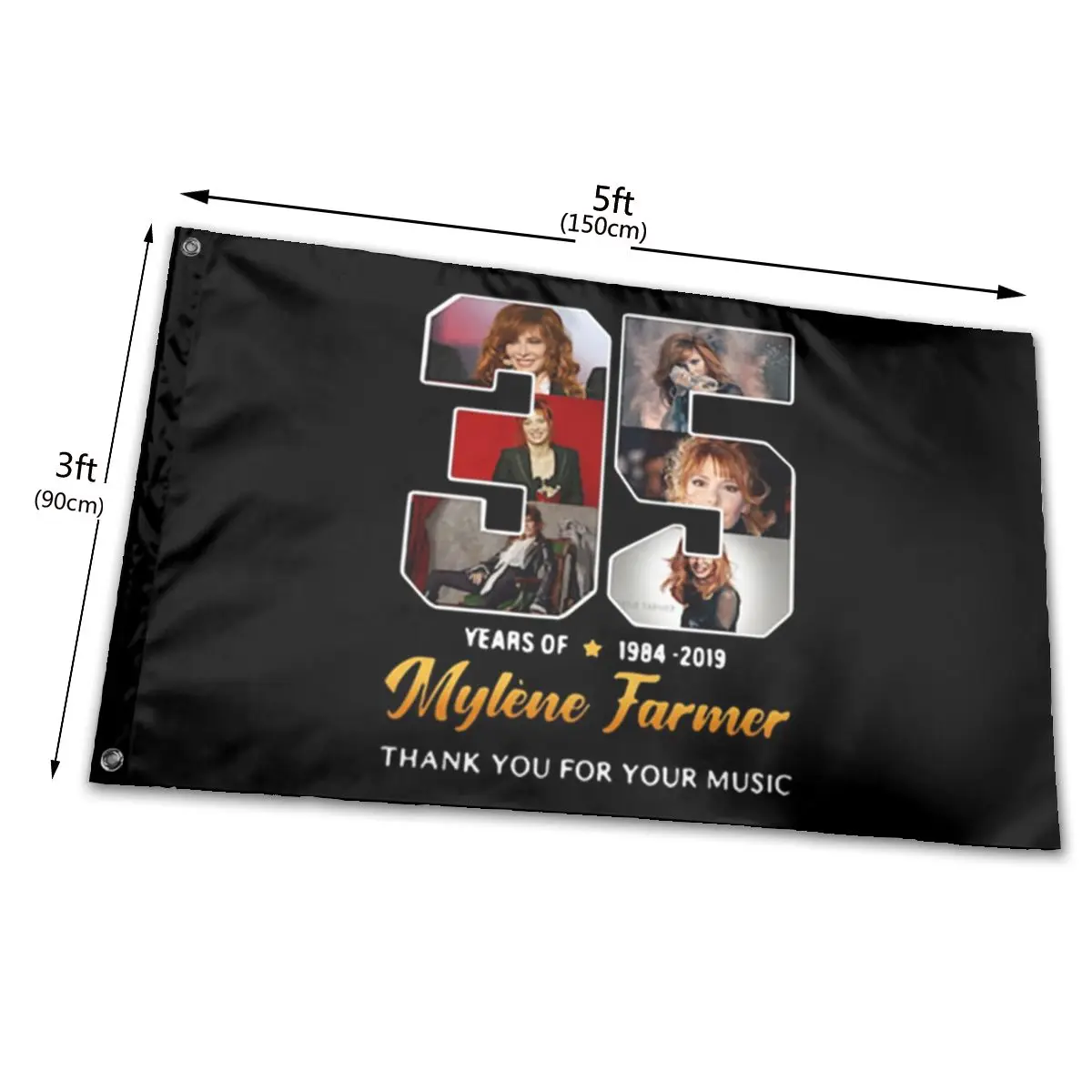 

35 Years of Mylene Farmer 1984'2019 Thank You for Your Music Halloween Oversize Style Flag