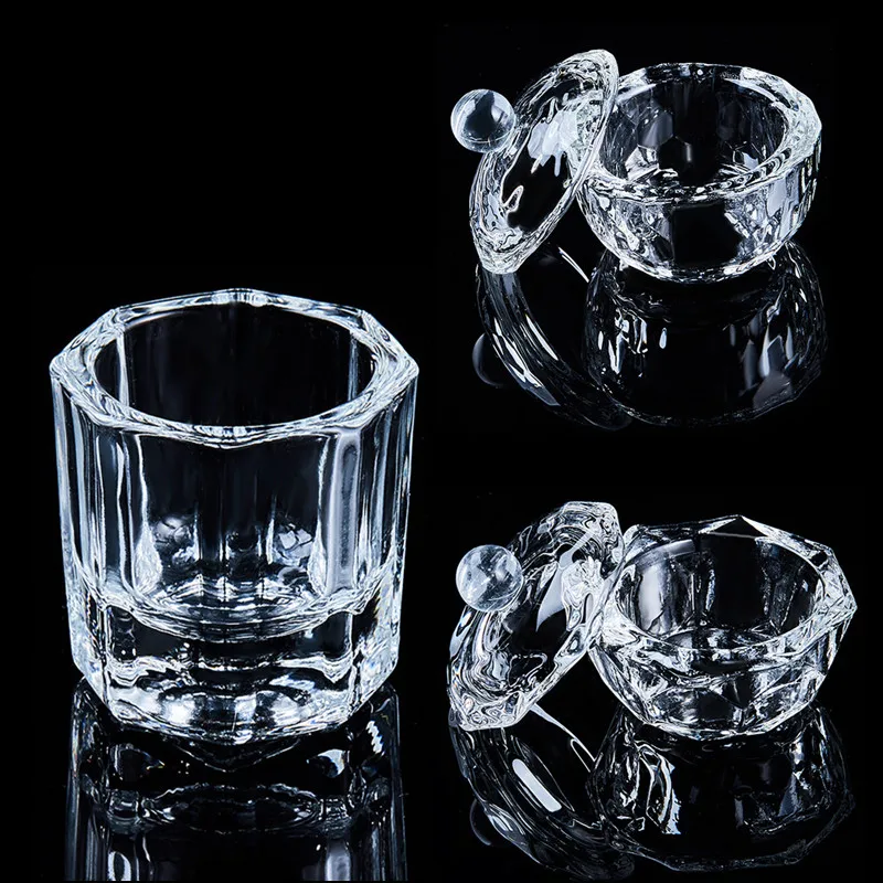 

1Pc Glass Nail Cup Crystal Nail Acrylic Container For Acrylic Nails Dappen Dish Bowl Cup Holder Manicure Nail Art Tools