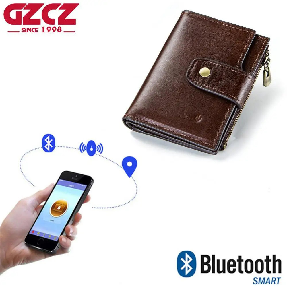 2020 Smart Wallet rfid Genuine Leather with alarm GPS Map, Bluetooth Alarm Men Purse High Quality Brand Design Wallets Walet