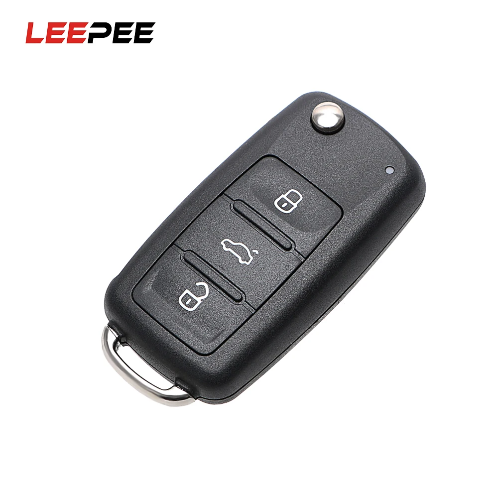 

Корпус для автомобильного ключа LEEPEE, пустой, 3 кнопки, дистанционное управление для VW, Beetle/Caddy/Eos/Golf/Jetta/Polo/Scirocco/Tiguan/Touran/UP