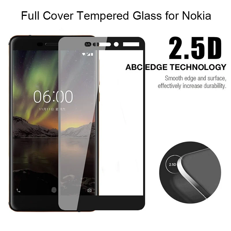 Полноэкранная защита для Nokia 1 2 3 5 6 2018 закаленное стекло Защитное 7 Plus|Защитные