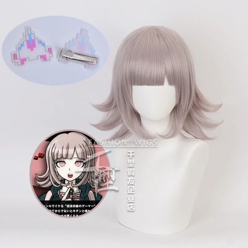 

New DanganRonpa Nanami ChiaKi Wig Cosplay Costume Dangan Ronpa Heat Resistant Synthetic Hair Women Wigs Hairpin Headdress