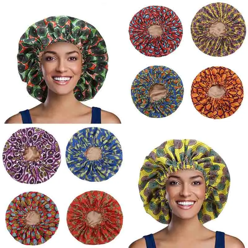 

New Extra Large Printed Round Night Cap Flower Headscarf Turban Hat Bonnet Sleep Hat Head Cover Muslim