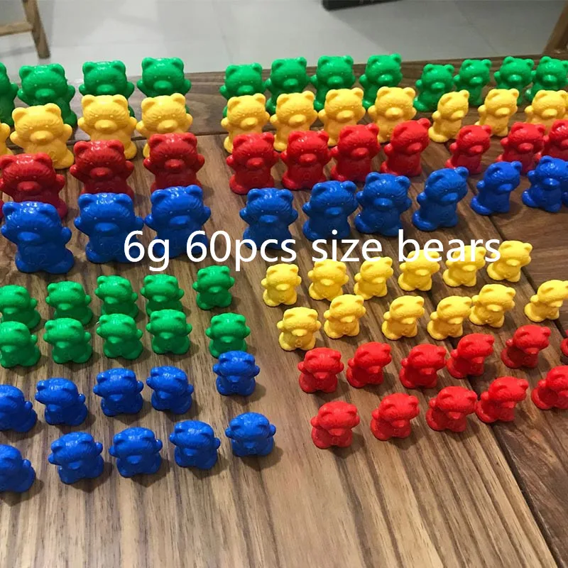6g 60bears 60 шт. счетные медведи Монтессори Обучающие пинцеты соответствующие медведи игрушки для детей ясельного возраста цветная Сортировка обучающие материалы - Цвет: 6g 60bears