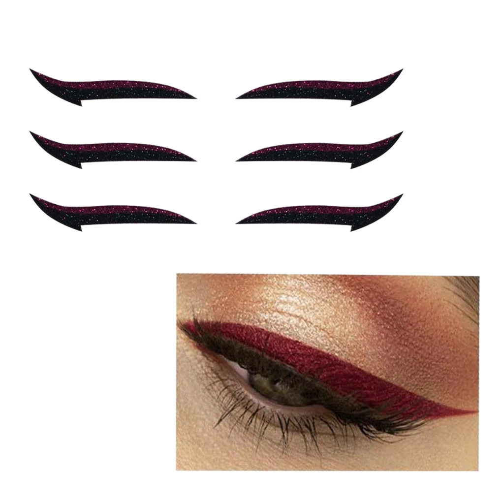 

6 Pairs Waterproof Eyelid Line Stick Reusable Glitter Eyeliner Sticker Double Eyelid Sticker Eye Makeup Self-adhesive Cosmetic