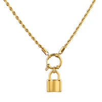 lock necklace stainless steel necklace for women twist chain necklace lock pendant hollow necklace jewelry gift