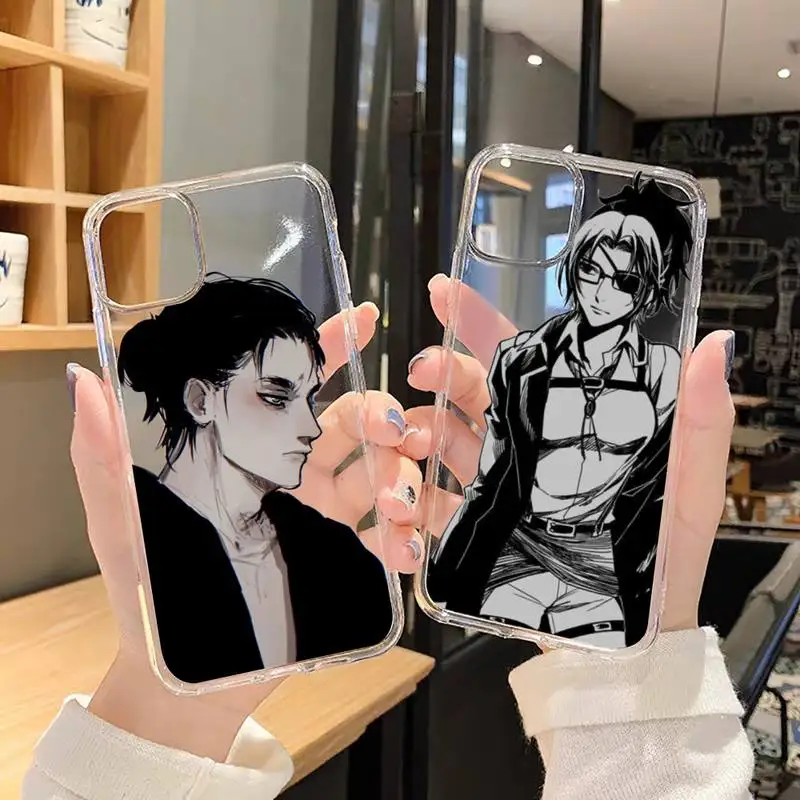 

Anime Allen Attack On Titan Phone Case Transparent for iPhone 6 7 8 11 12 s mini pro X XS XR MAX Plus SE Clear mobile bag