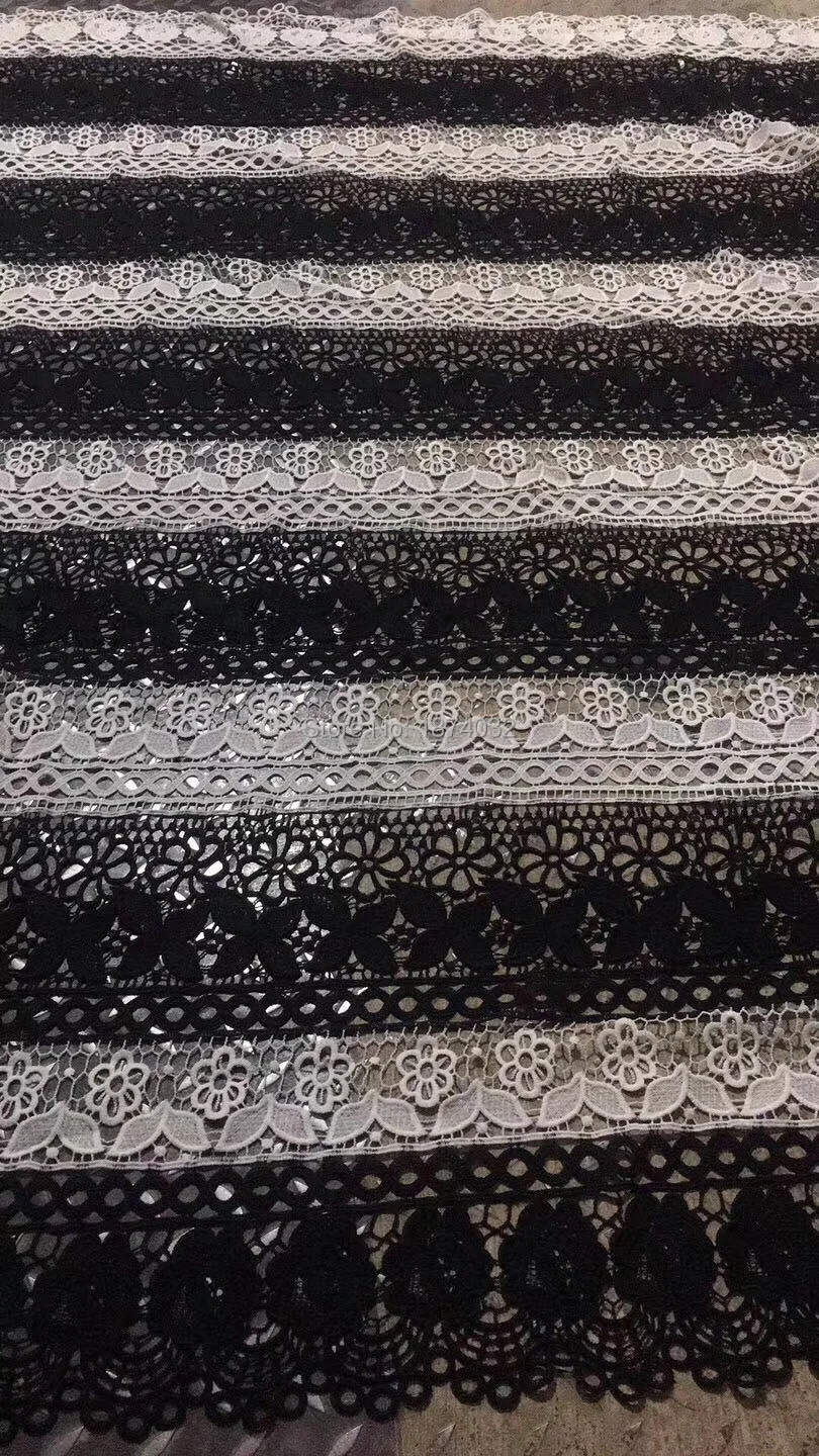 

LACE Pure White African Cord Lace Fabric With Stones Eyelet Holes Guipure Cord Water Soluble Lace For Wedding Dress Sew
