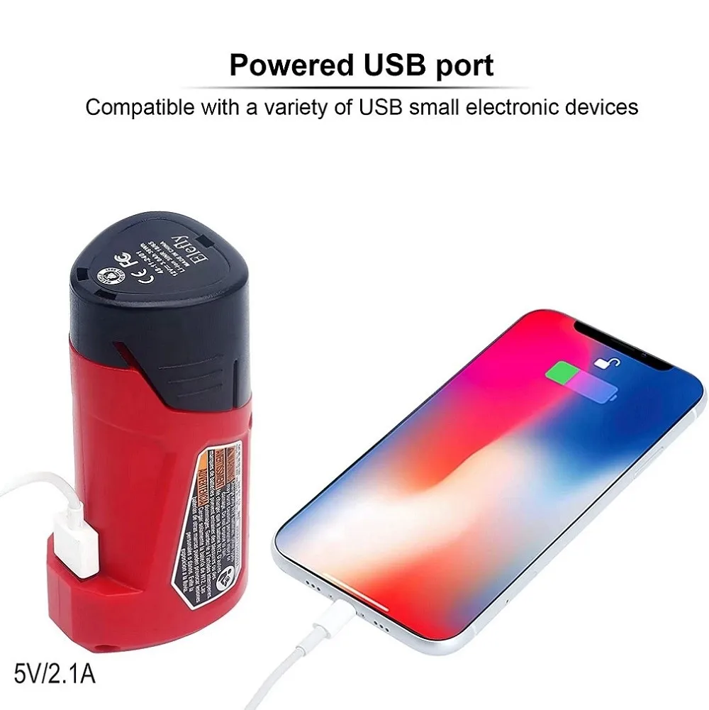 

Преобразователь зарядного устройства N12, USB адаптер питания, зарядное устройство для телефона, адаптер для Milwaukee 48-59-1201 M12, литий-ионный аккум...